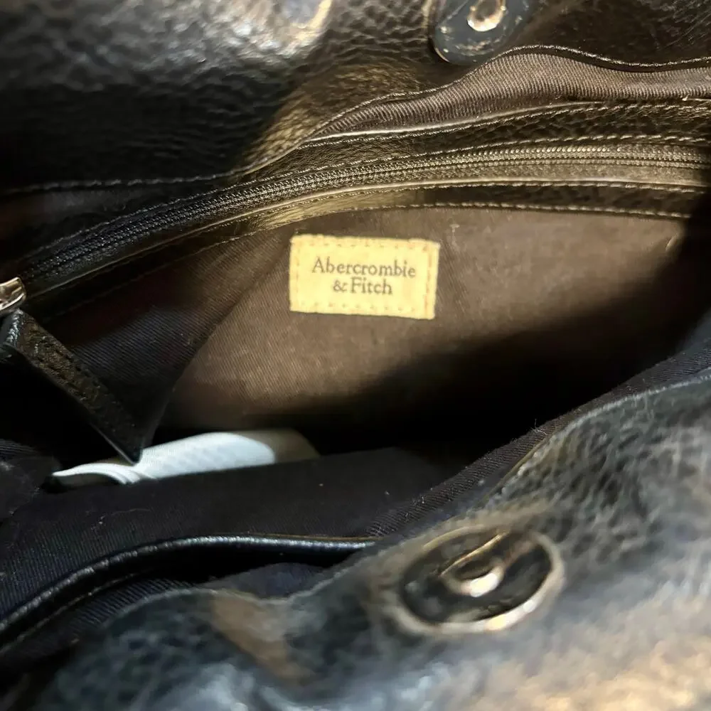 Y2K Abercrombie & Fitch Black Faux Leather Bucket Bag Crossbody Academia